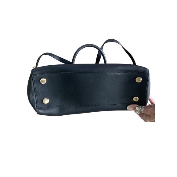 Michael Kors Black Leather Handbag Crossbody Gold Tone Hardware 8 Pockets - Picture 10 of 16